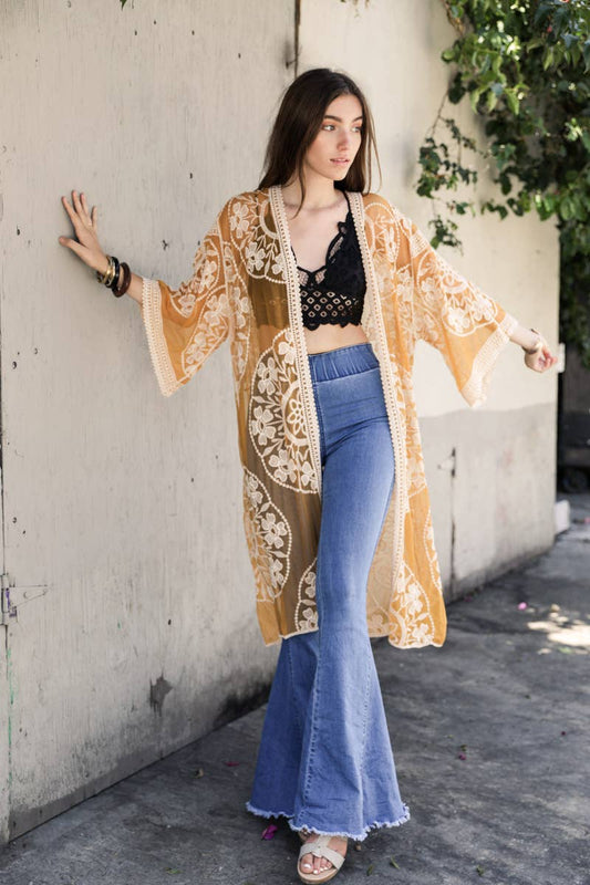 Bohemian Lace Kimono Beach Cover-Up