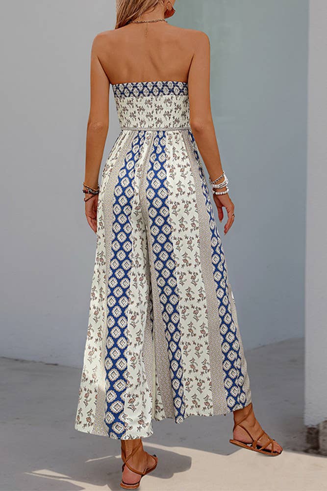 Vintage Off Shoulder Wide Leg Jumpsuit
