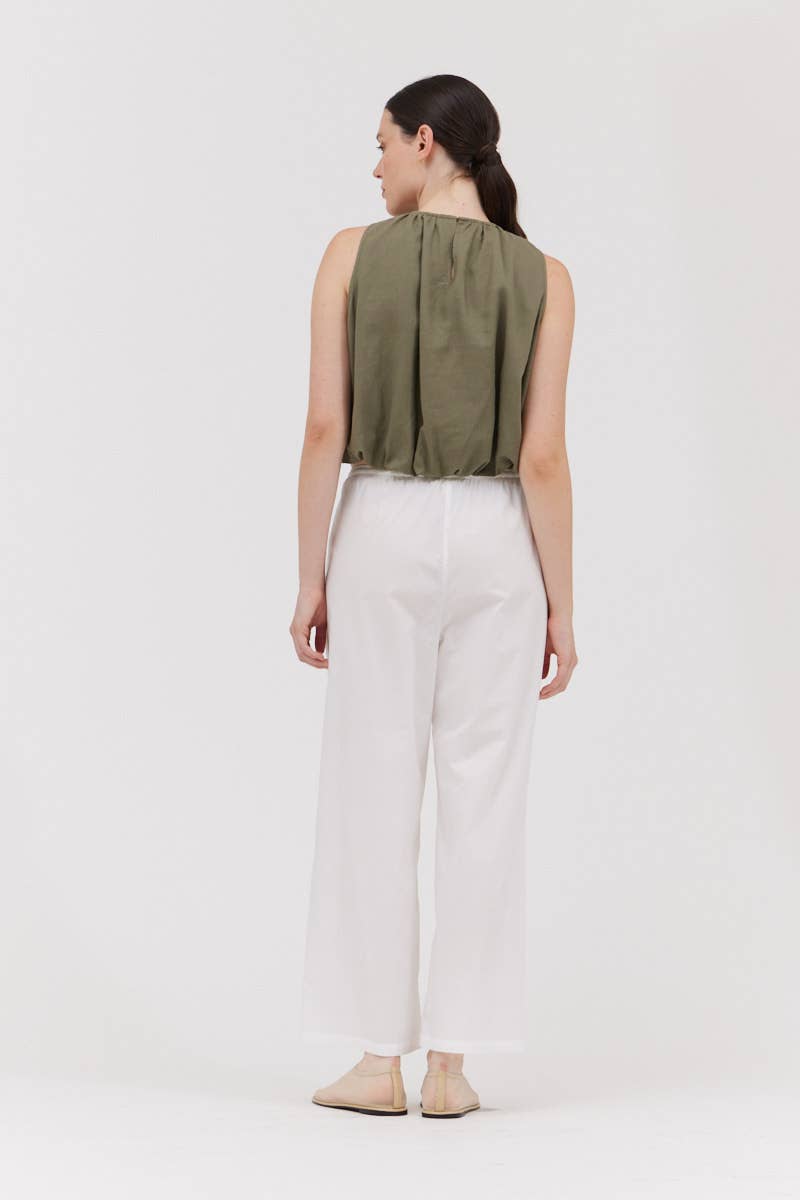 Olive Bubble Cropped Top