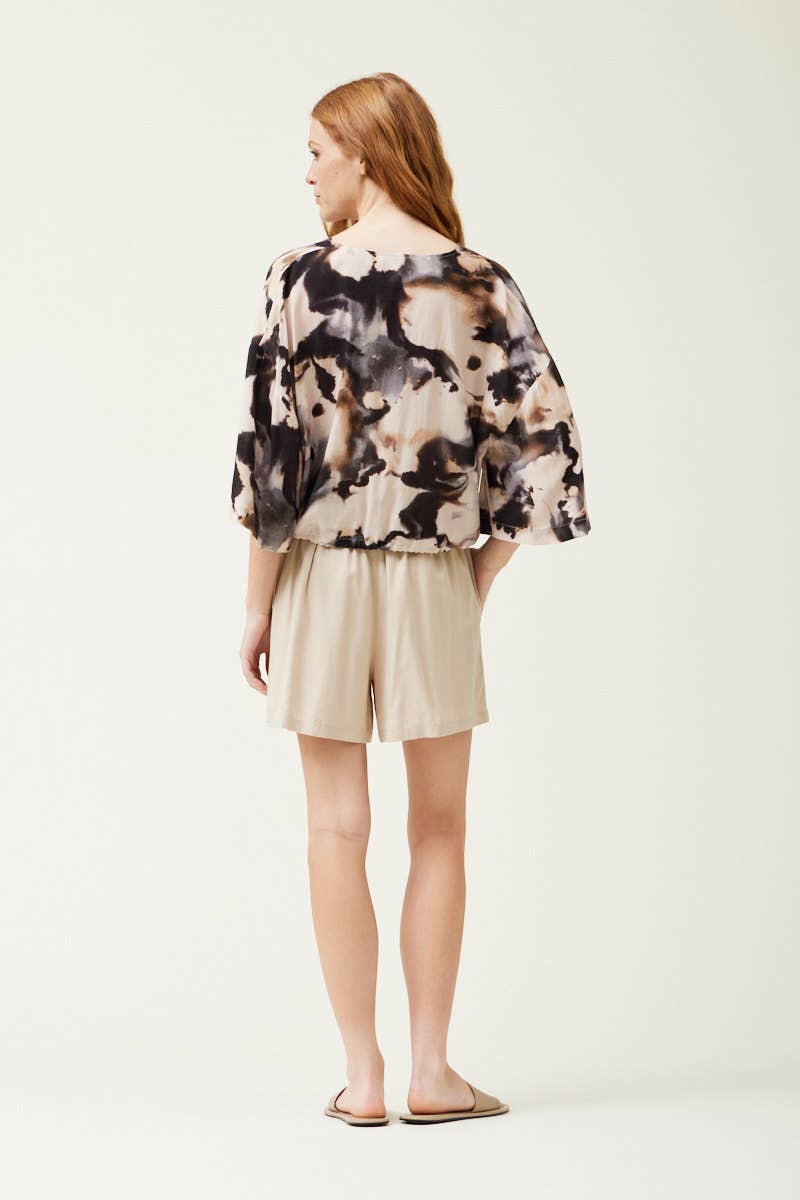 Swirl Print Boxy Blouse