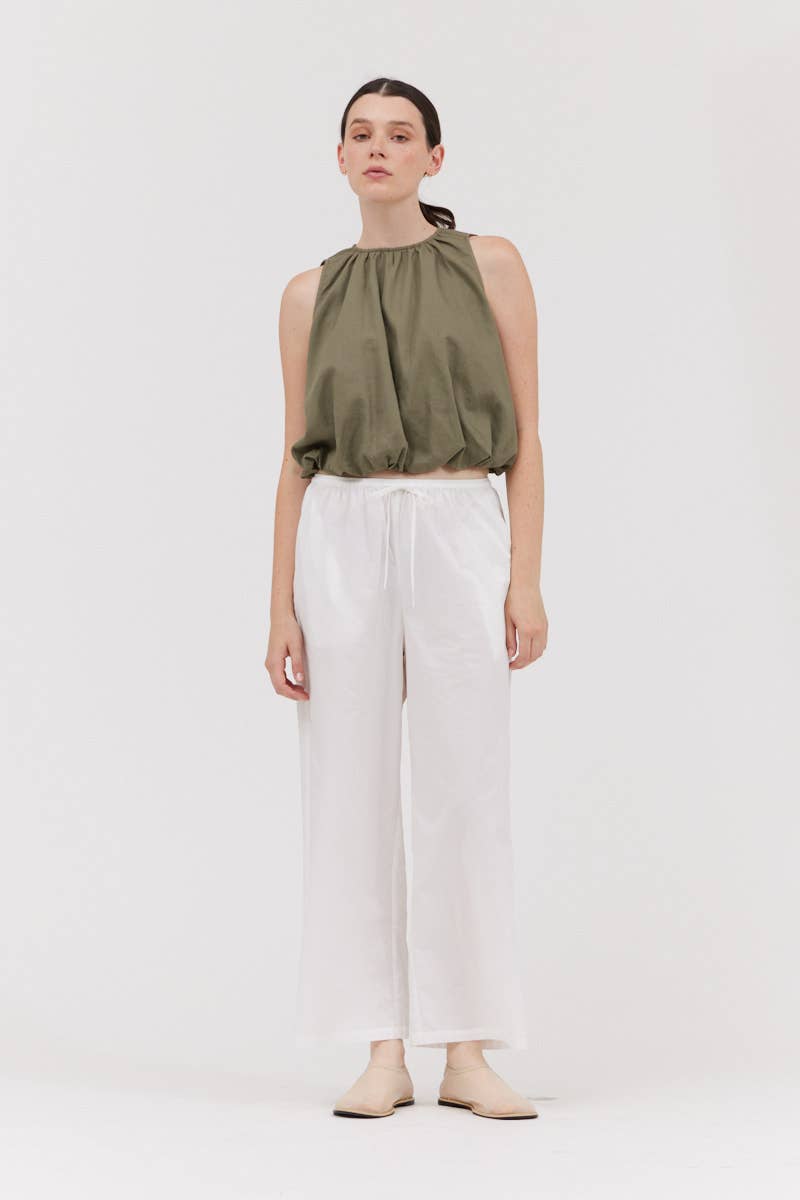 Olive Bubble Cropped Top