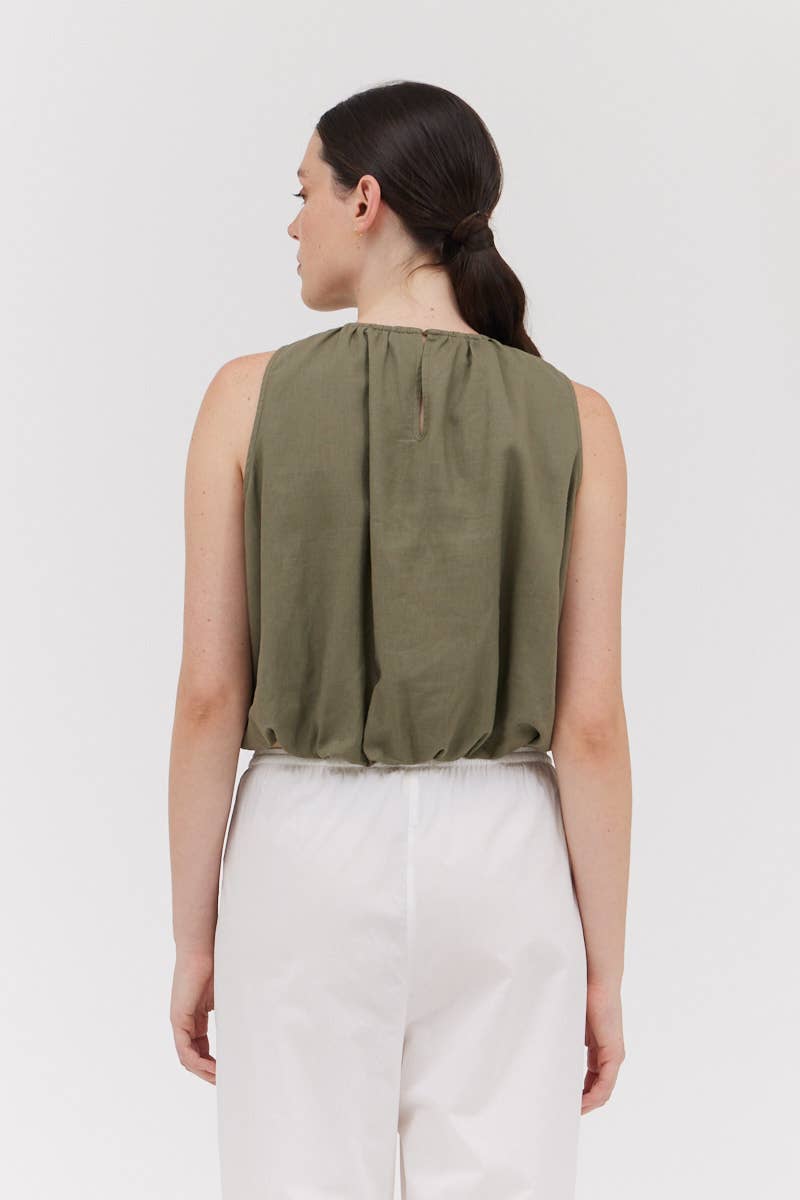 Olive Bubble Cropped Top