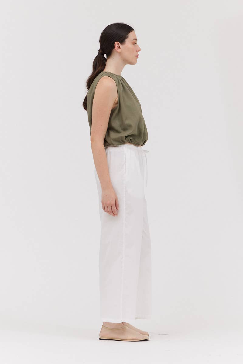 Olive Bubble Cropped Top