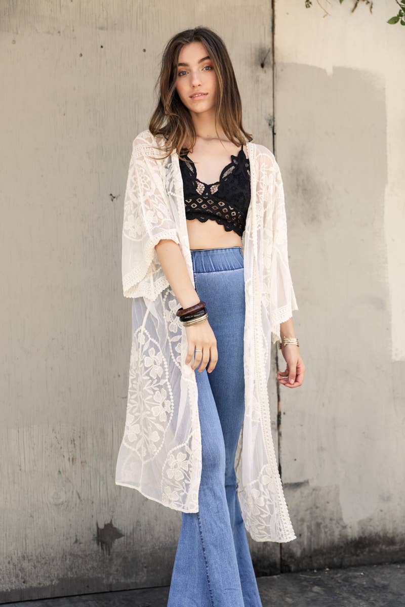 Bohemian Lace Kimono Beach Cover-Up
