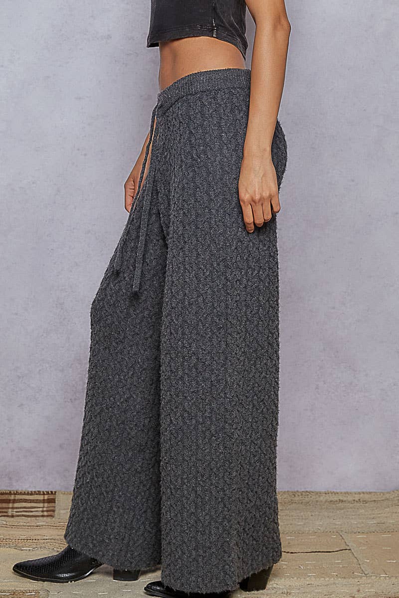 Cable Knit Detail Adjustable Drawstring Sweater Pants