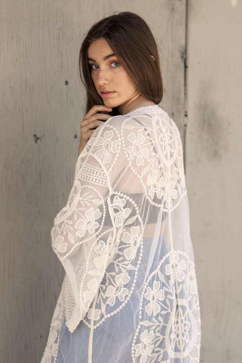 Bohemian Lace Kimono Beach Cover-Up