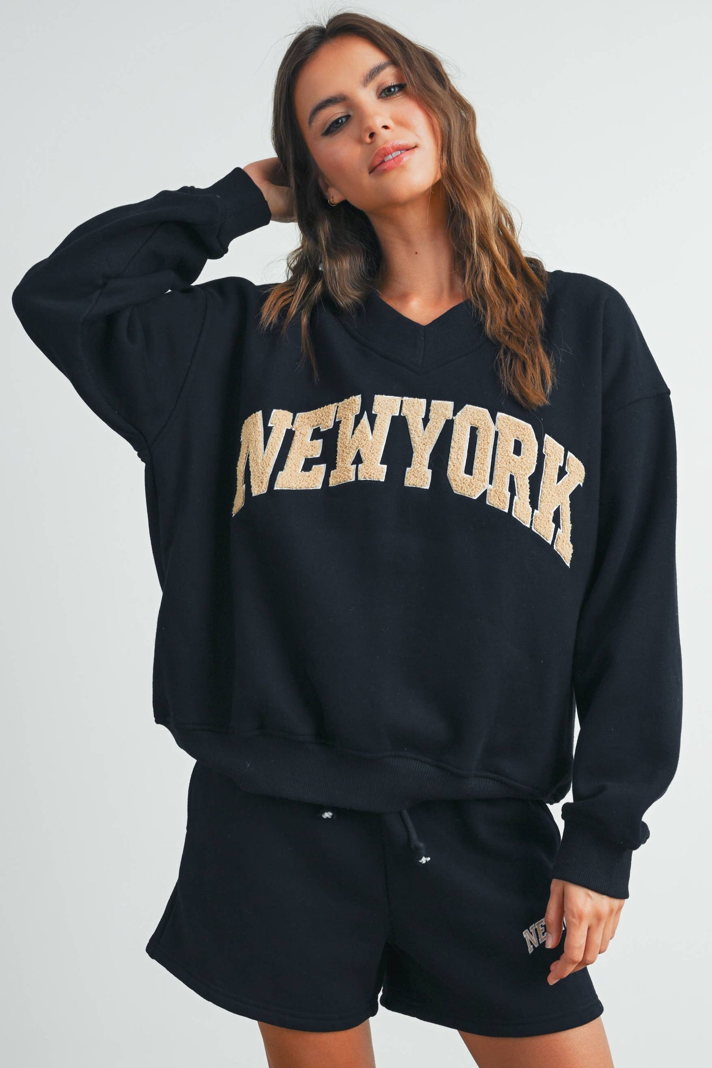 NEW YORK EMBROIDERED SWEAT SHORTS
