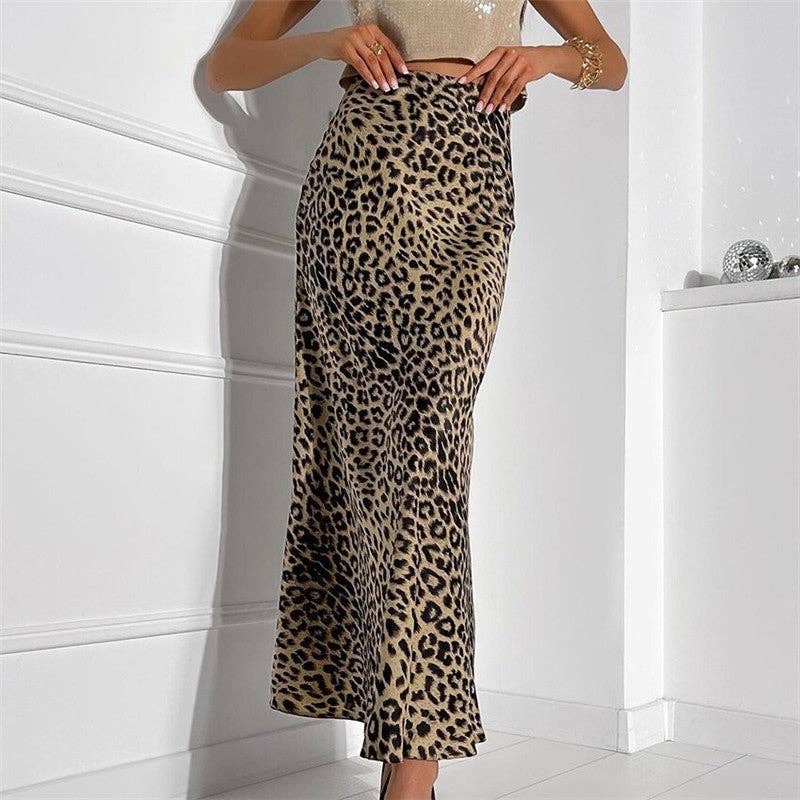 Leopard Print Mermaid Midi Skirt