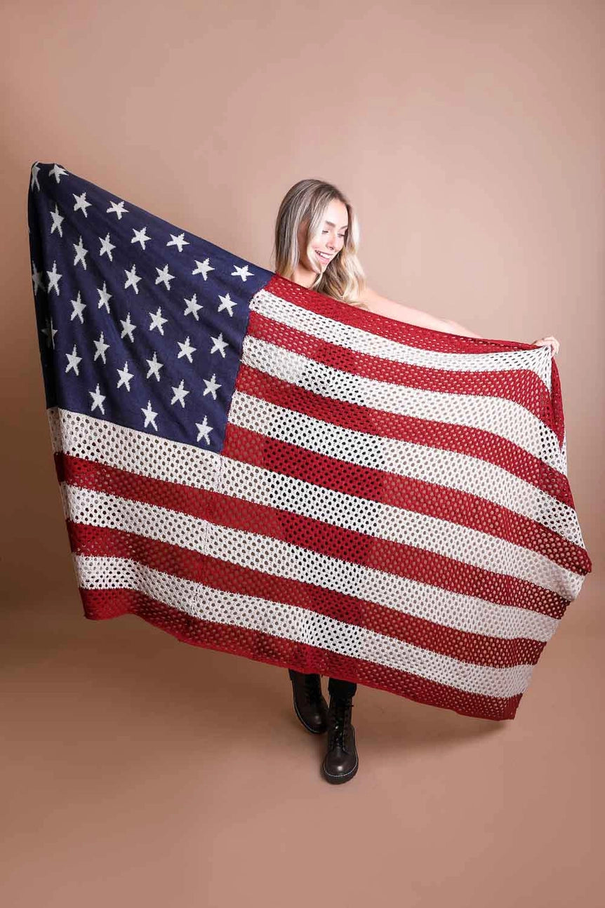 American Flag Knit Blanket Scarf/Throw