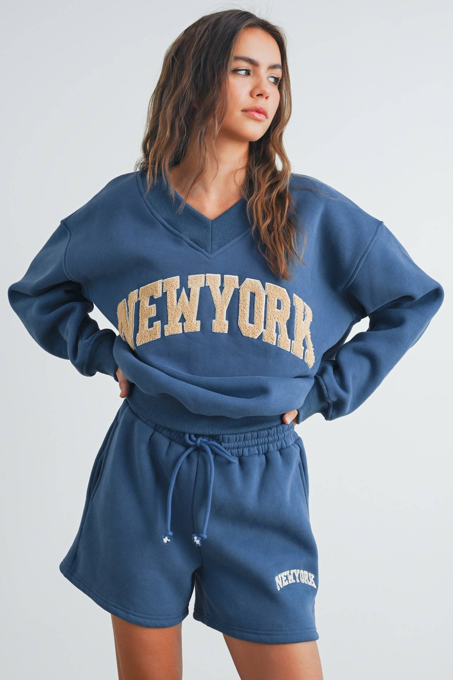 NEW YORK EMBROIDERED SWEAT SHORTS