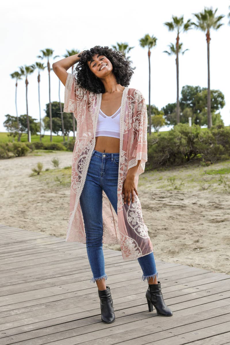 Bohemian Lace Kimono Beach Cover-Up