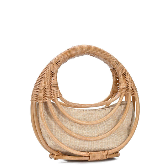 BGA8288 Rattan Top Handle Circle Bag