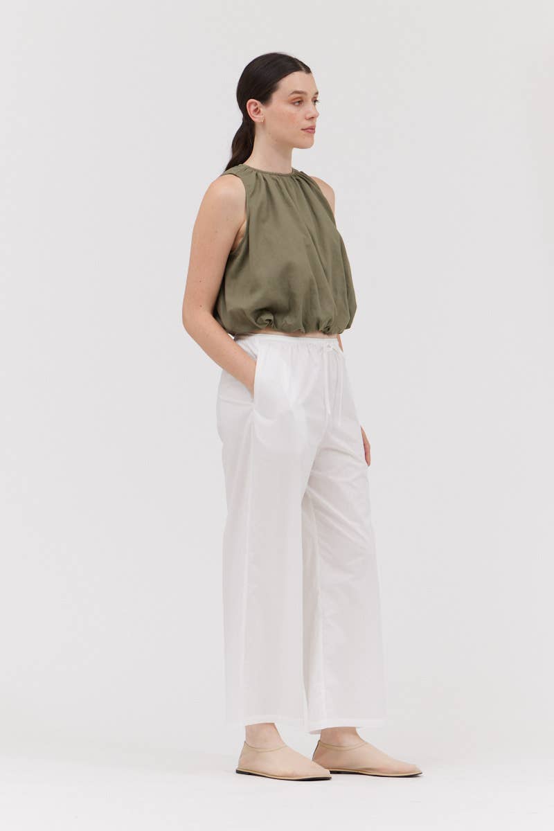 Olive Bubble Cropped Top