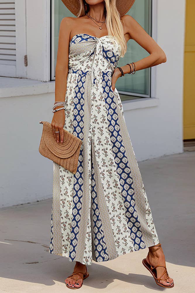 Vintage Off Shoulder Wide Leg Jumpsuit