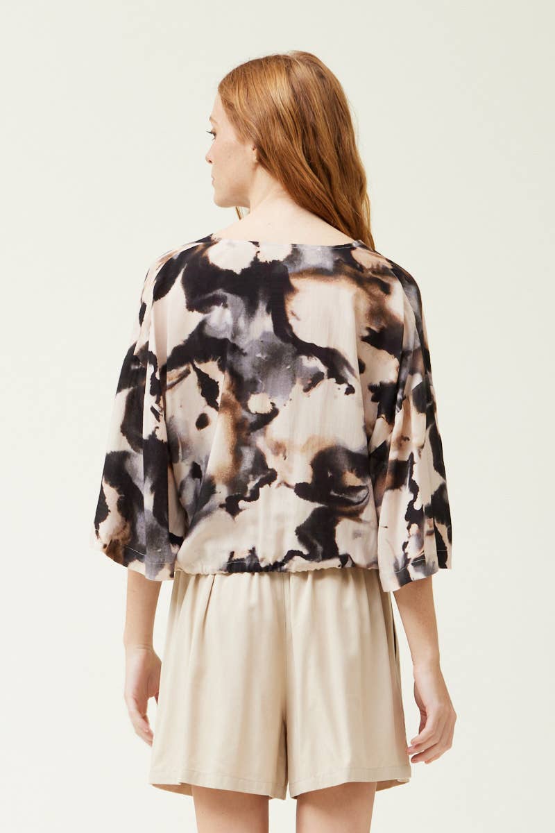 Swirl Print Boxy Blouse