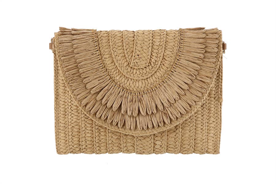 Ladies Cross Body Straw Clutch Bag