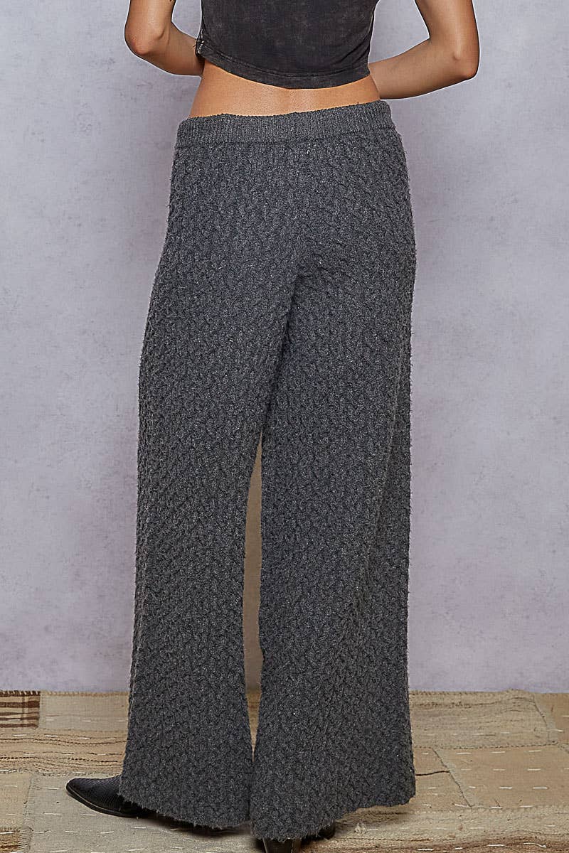 Cable Knit Detail Adjustable Drawstring Sweater Pants