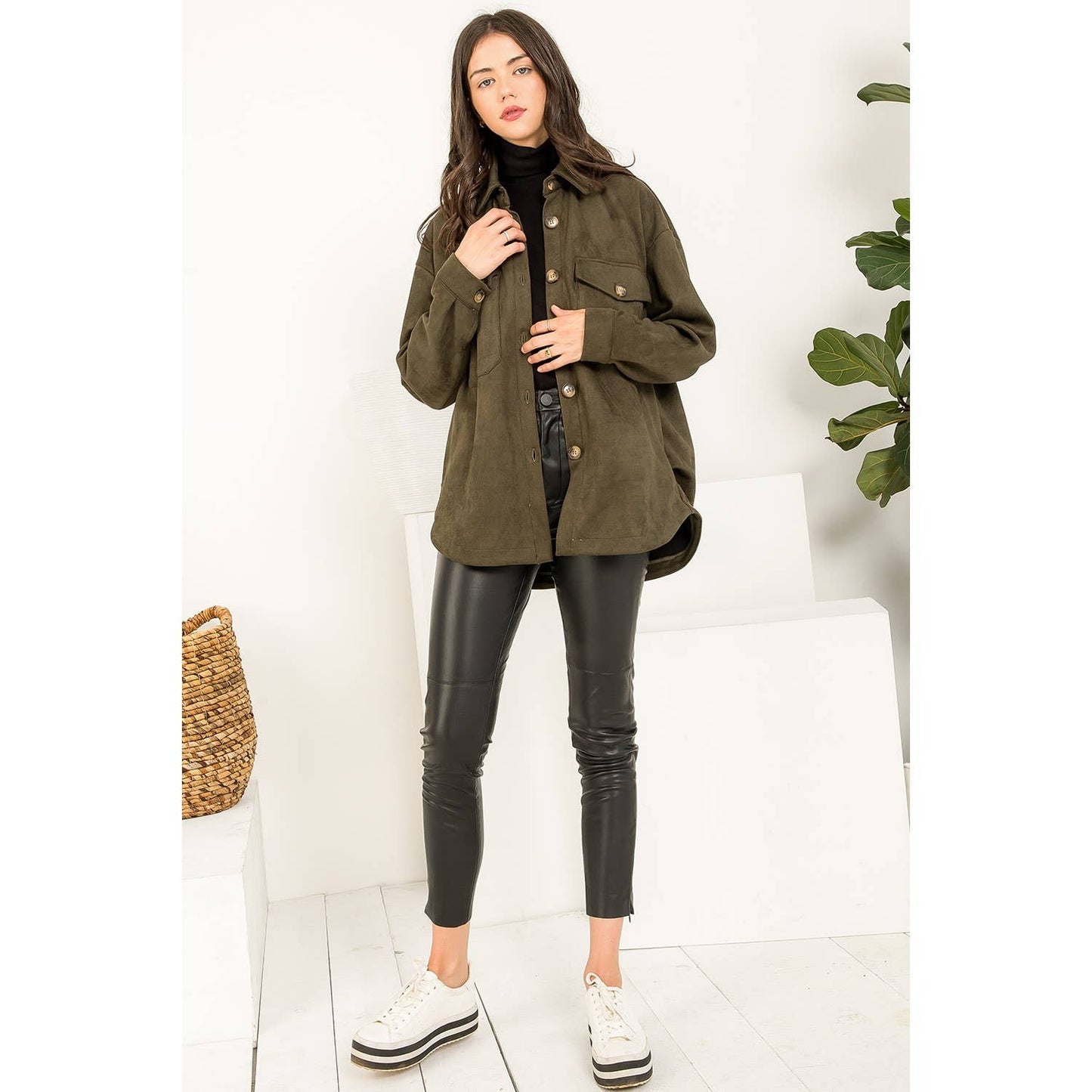 Suede Button Up Jacket