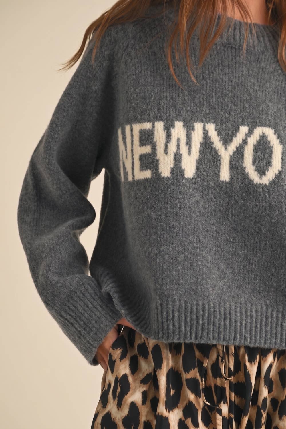 Cozy Grey New York Sweater