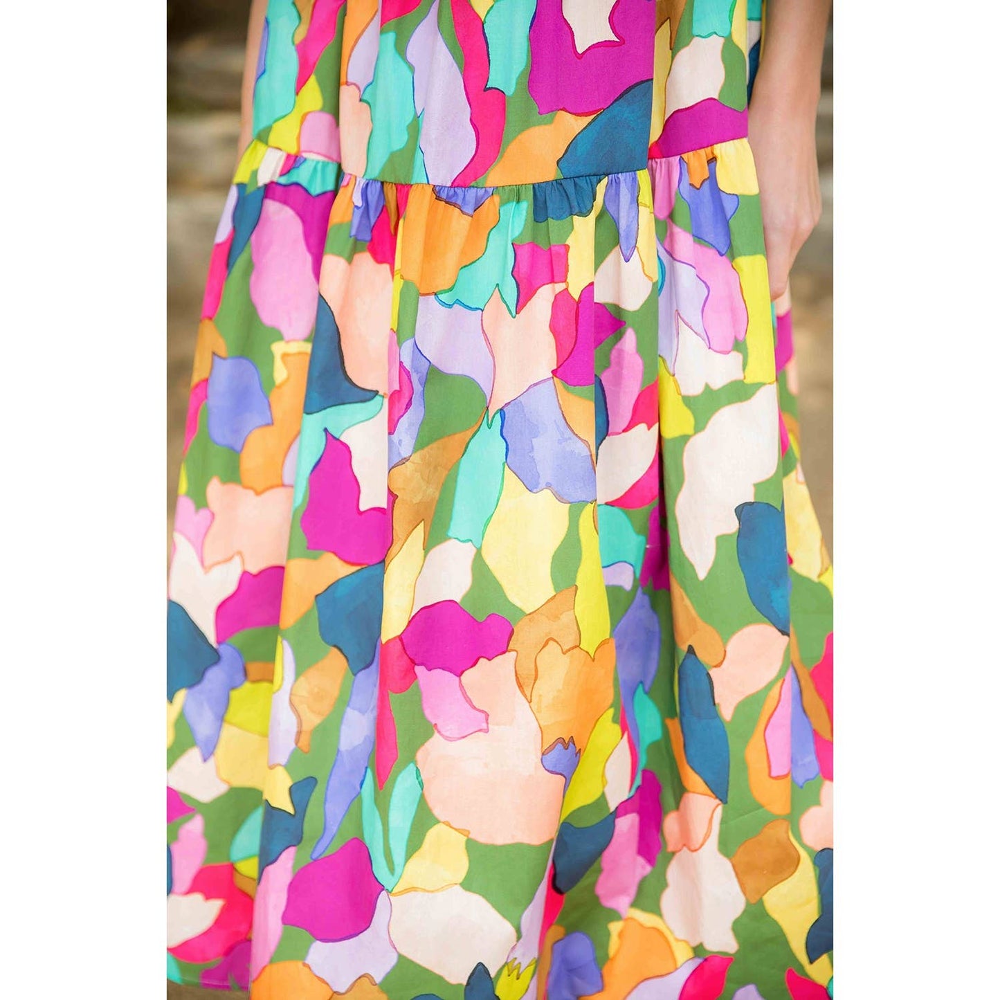 Ruffle Strap Multi color Printed Maxi Dress