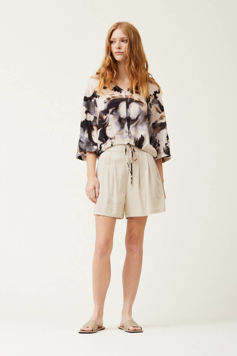 Swirl Print Boxy Blouse