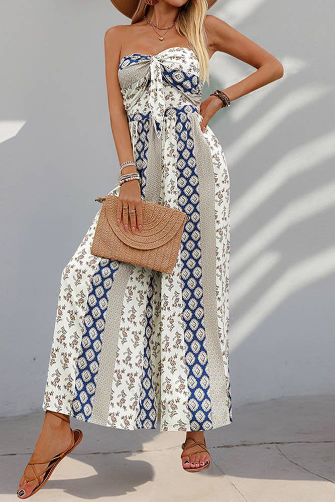 Vintage Off Shoulder Wide Leg Jumpsuit