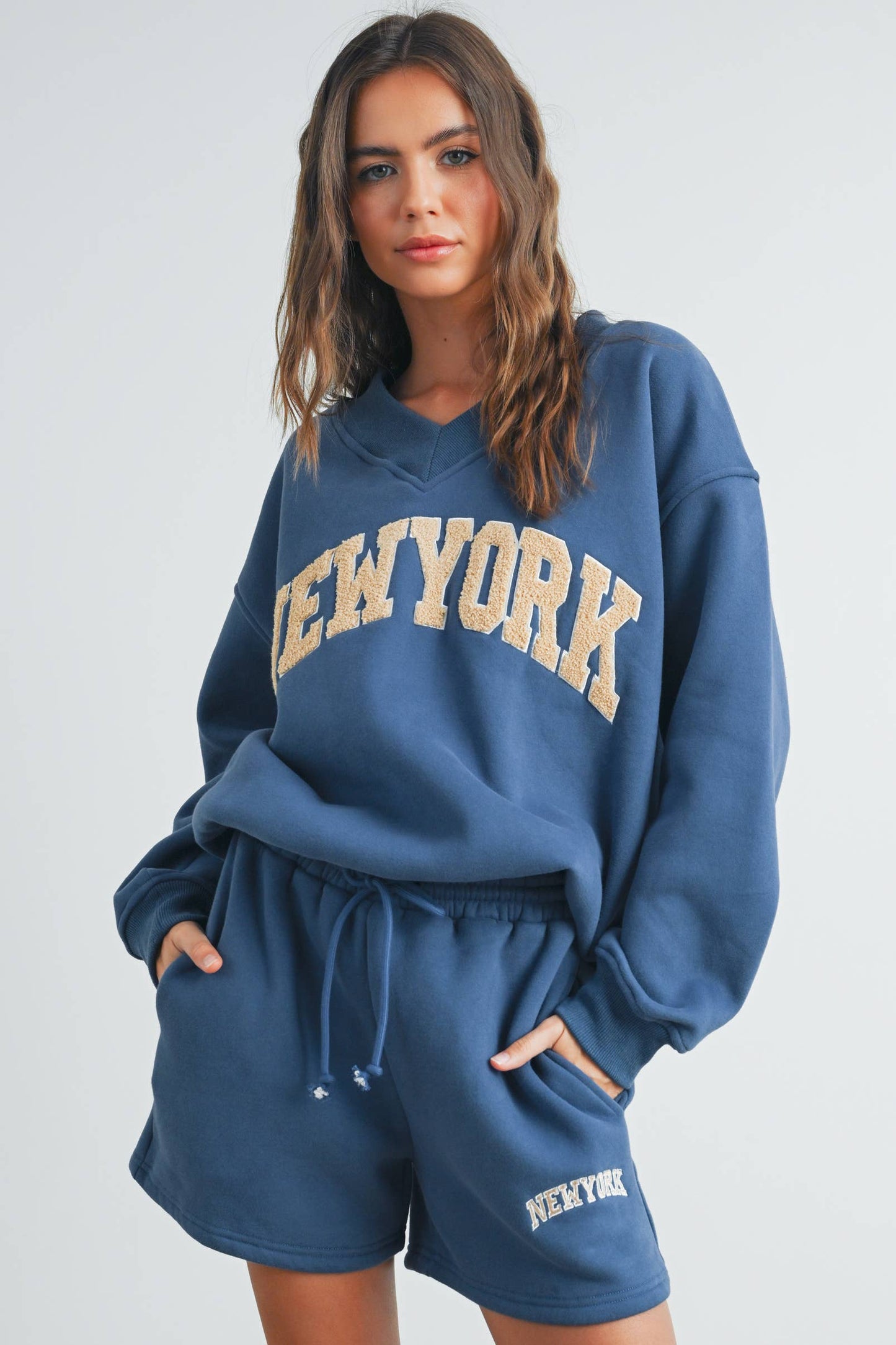 NEW YORK EMBROIDERED SWEAT SHORTS