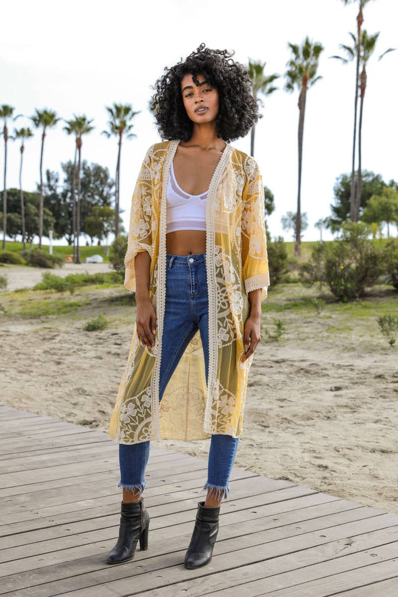 Bohemian Lace Kimono Beach Cover-Up