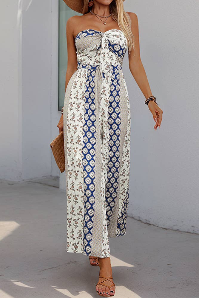 Vintage Off Shoulder Wide Leg Jumpsuit