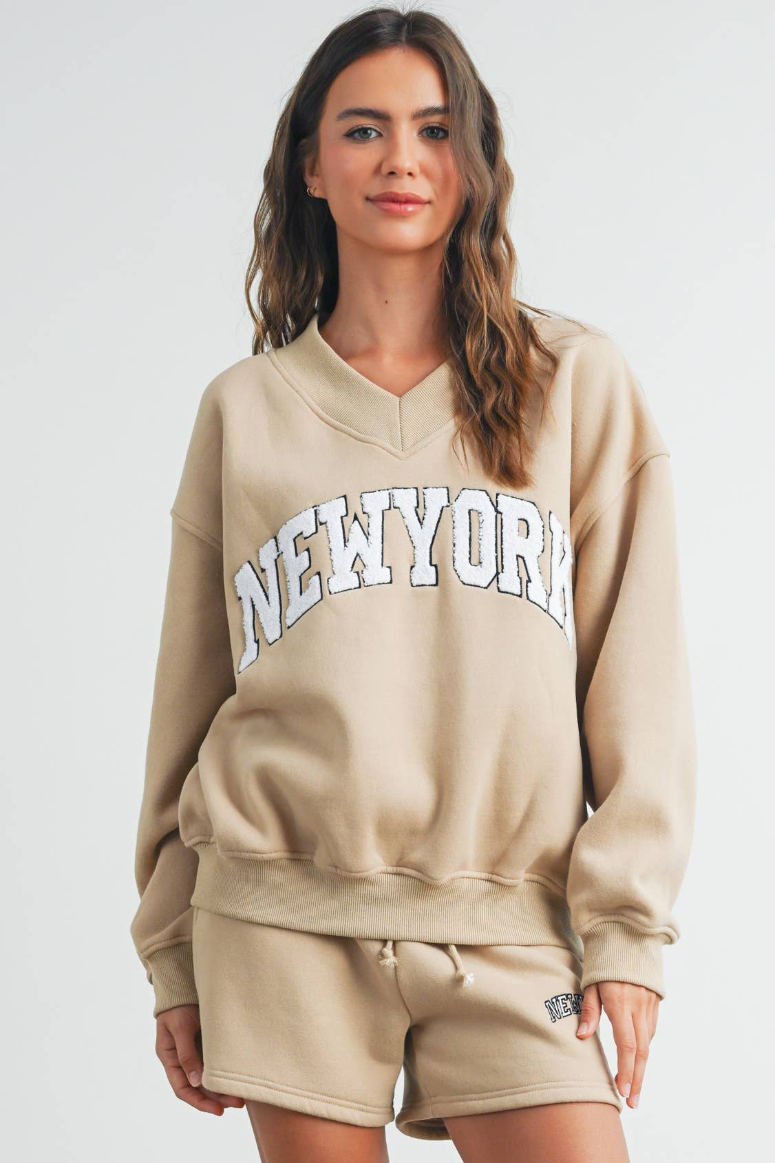 NEW YORK EMBROIDERED SWEAT SHORTS