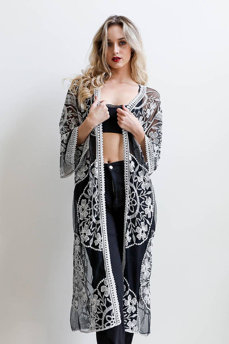 Bohemian Lace Kimono Beach Cover-Up