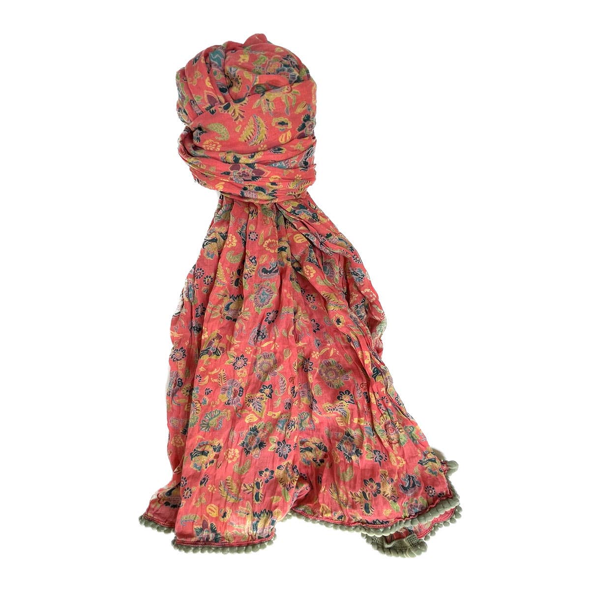 Crinkled Cotton Scarf - Magnolia Salmon