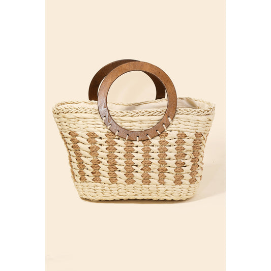 Small Braided Round Handle Tote Bag