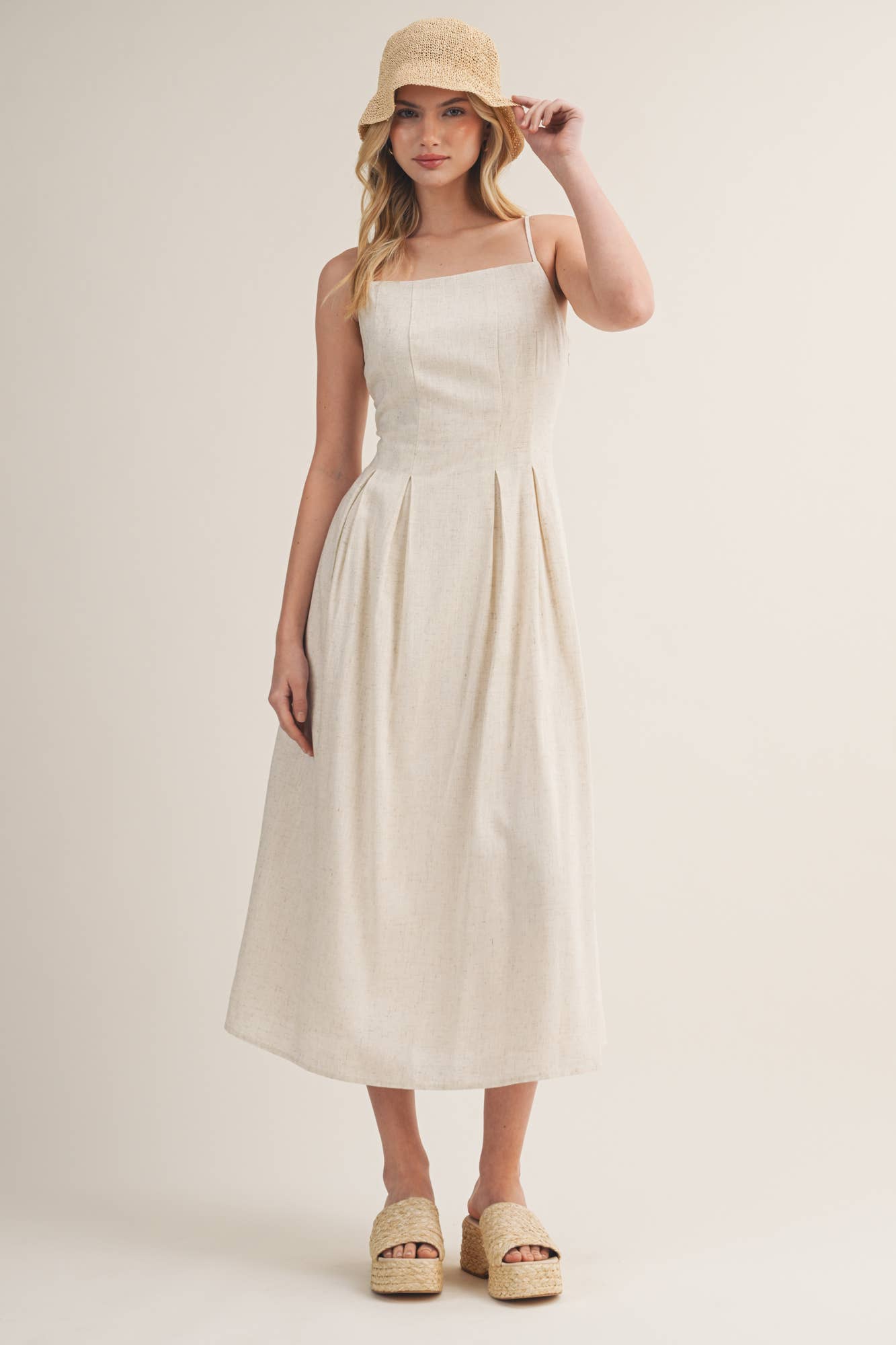 PLEATED TUCK CAMI DRESS