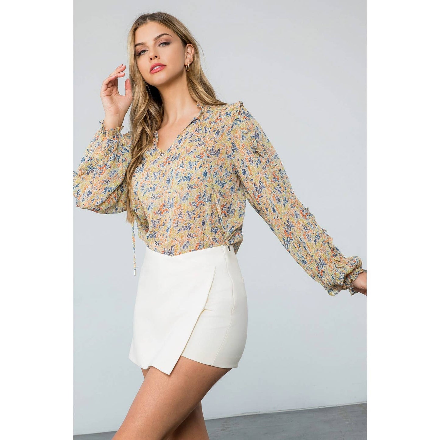 Flower Print Longsleeve Blouse