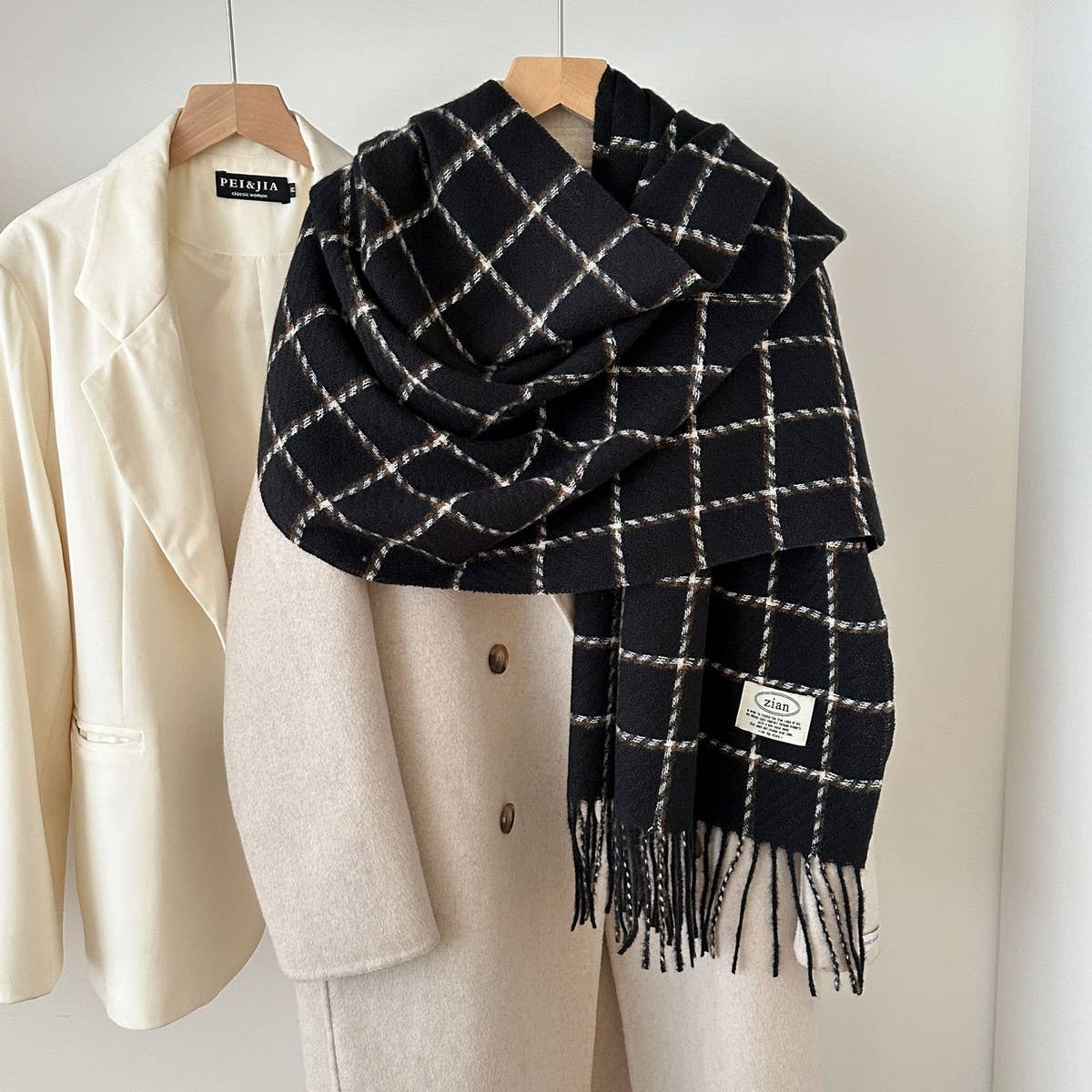 Plaid Cashmere Feel Scarf