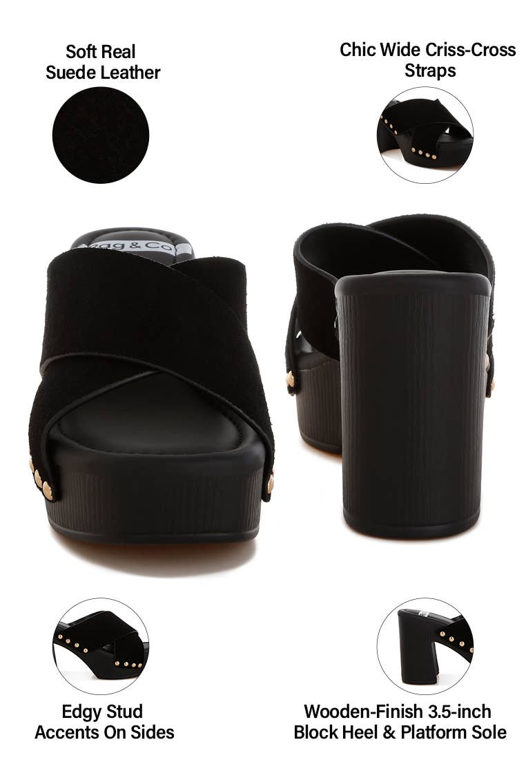 Mearsk Genuine Suede Leather Clogs