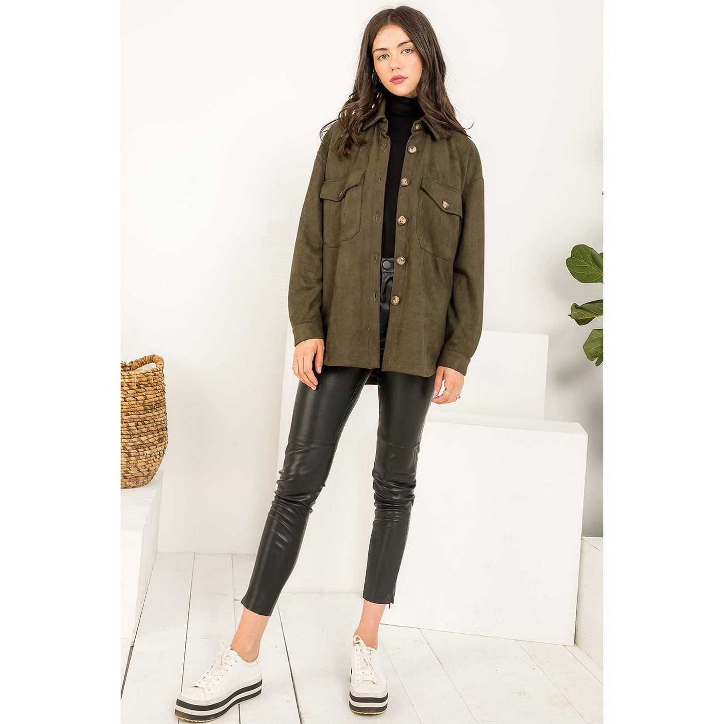 Suede Button Up Jacket