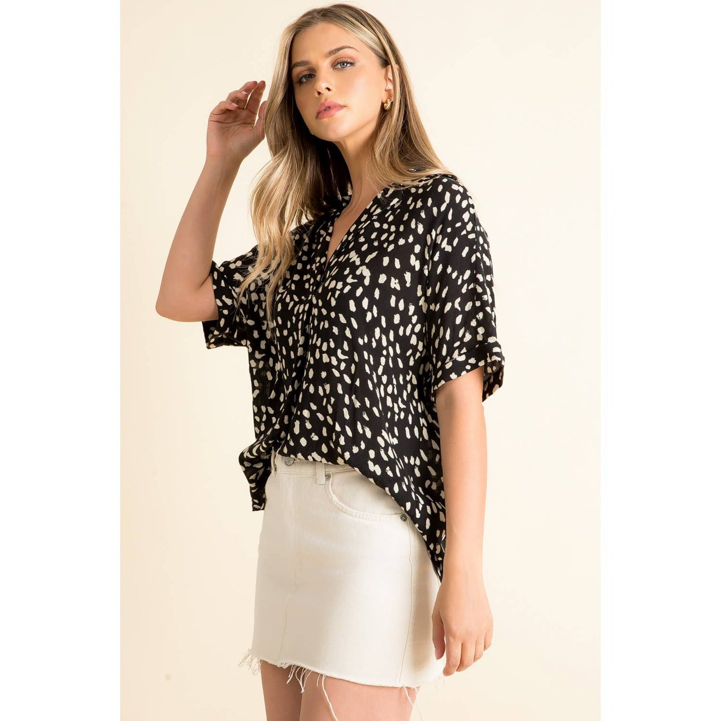 Collared Print Blouse