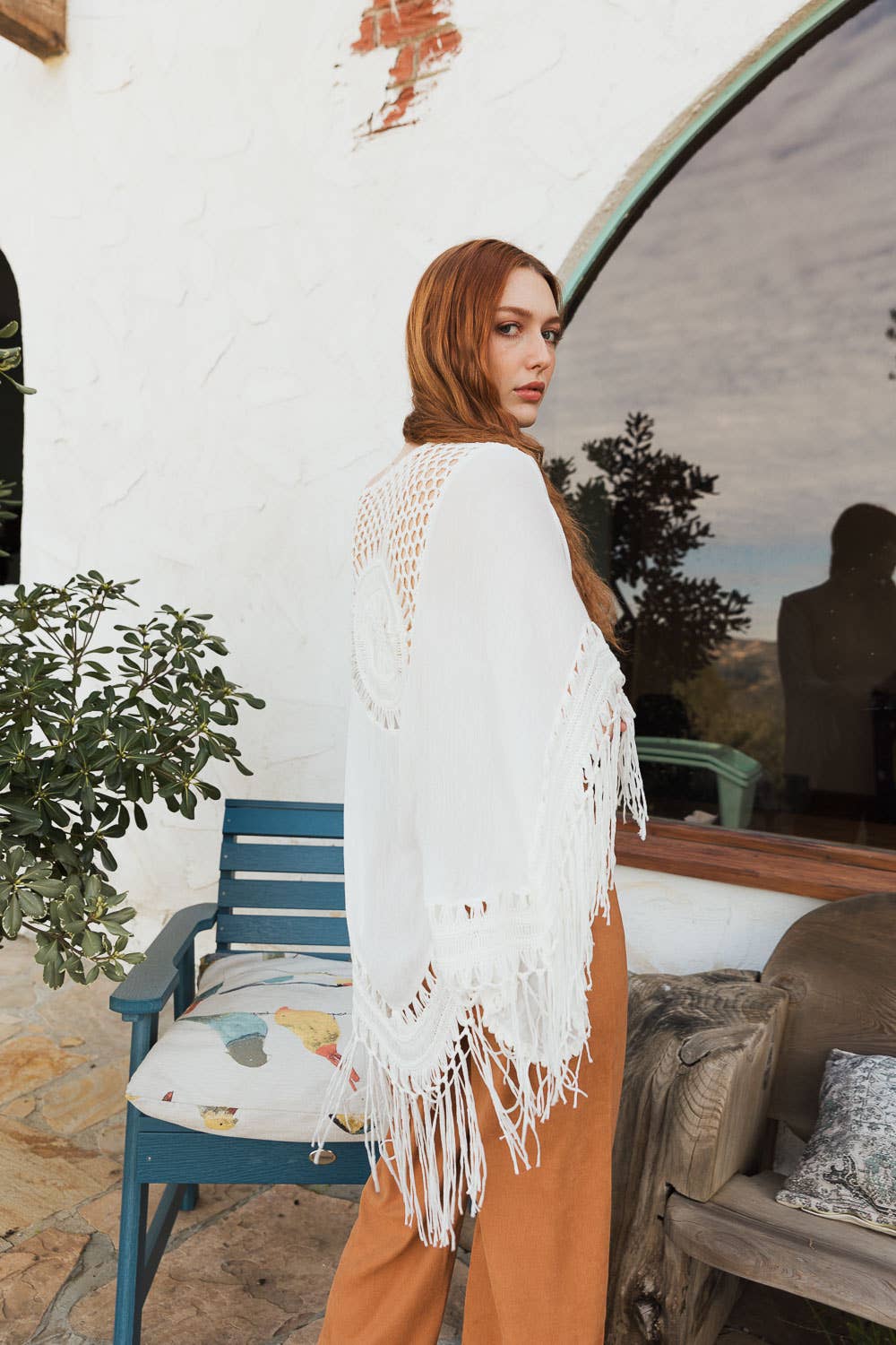 Bohemian Fringe Tassel Kimono with Crochet Medallion 🌿