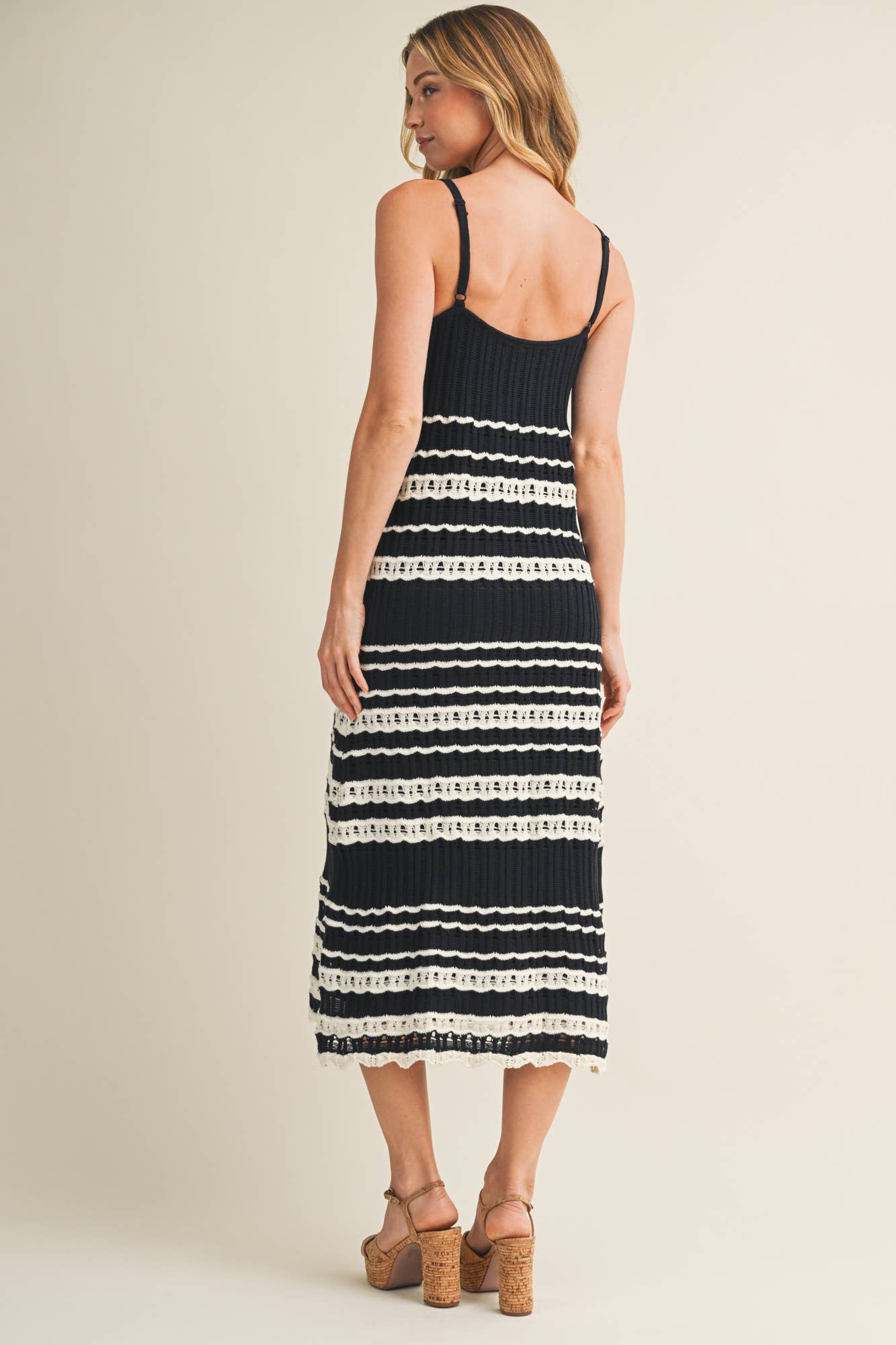 Crochet Lace Inset Ribbed Dress