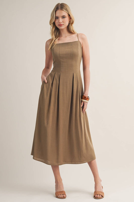 PLEATED TUCK CAMI DRESS