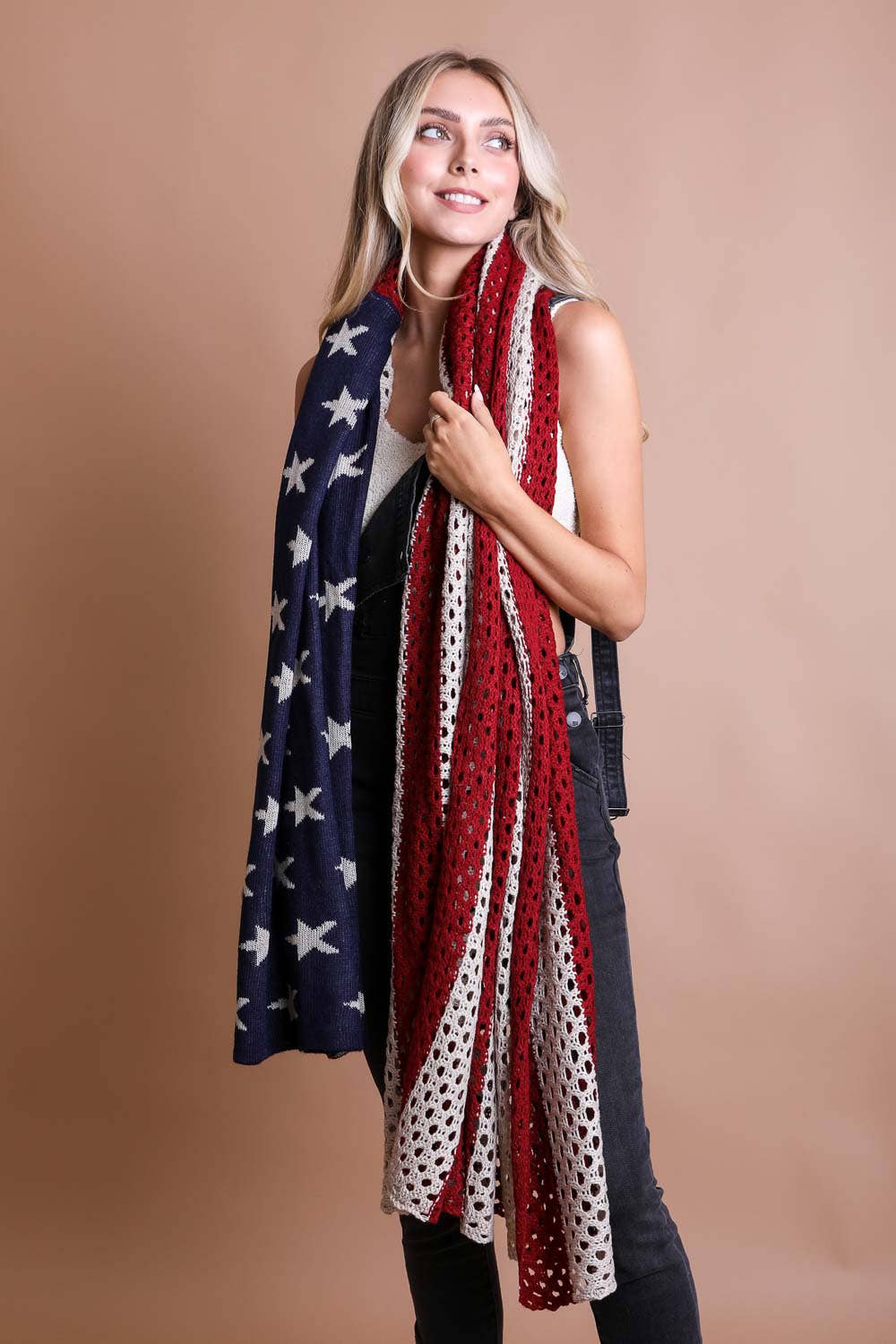 Netted Oversized American Flag Knit Blanket Scarf 🇺🇸