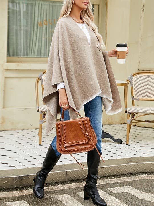 Asymmetrical plain chilly ruana