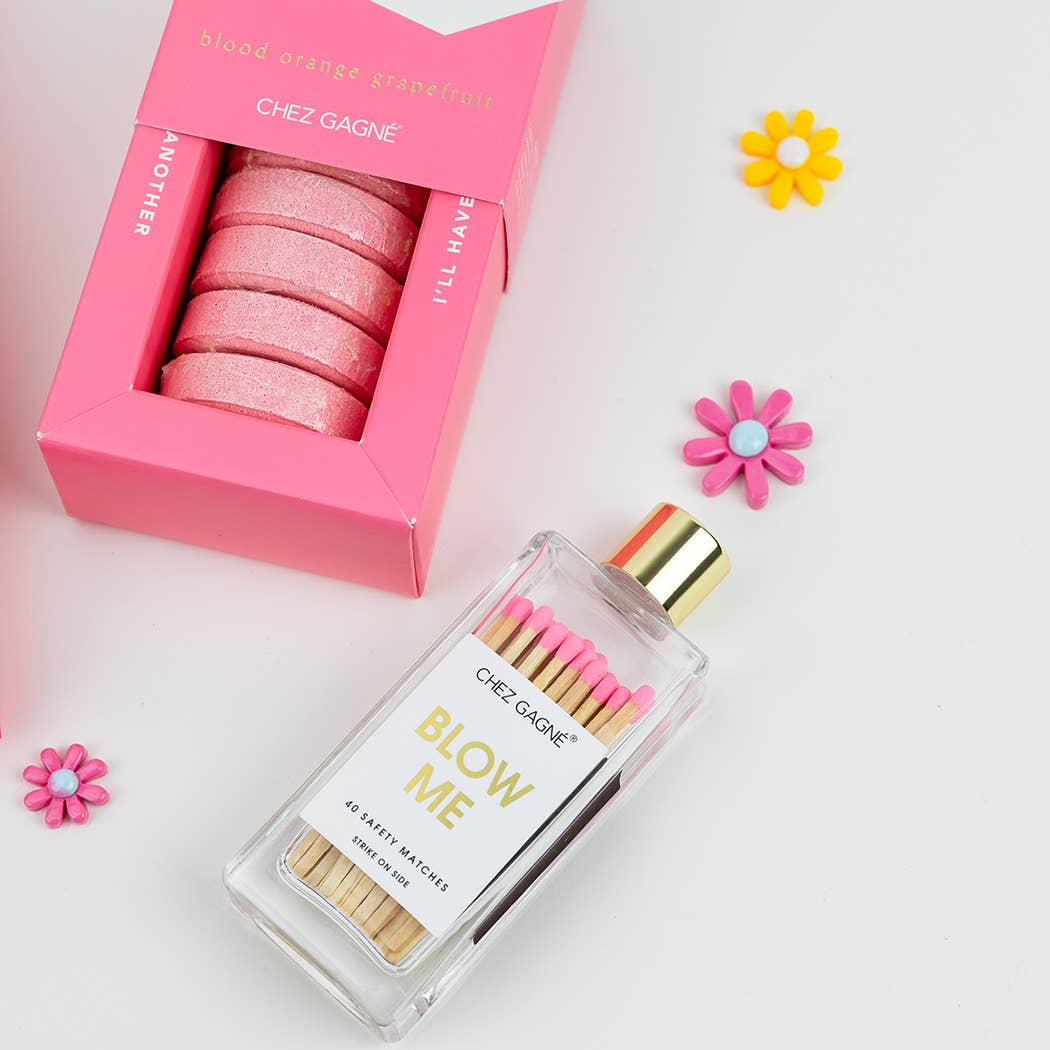 Chez Gagne Blow Me - Glass Bottle Safety Matches - Pink