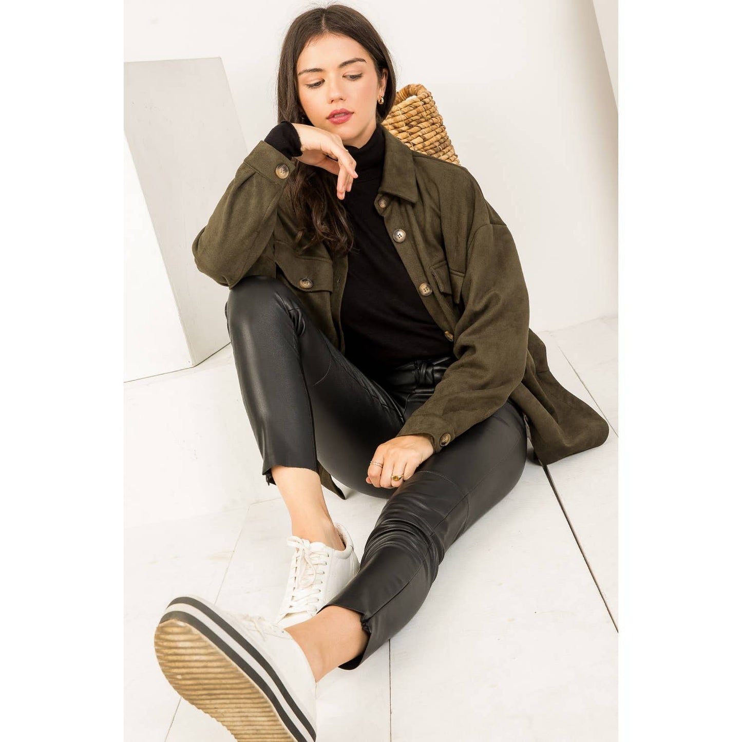 Suede Button Up Jacket
