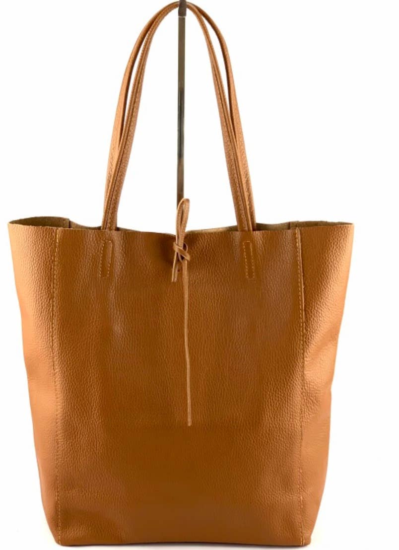 Camel Italian Basic Leather Tote Bag