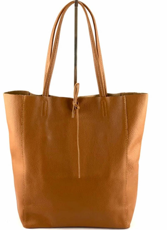 Camel Italian Basic Leather Tote Bag