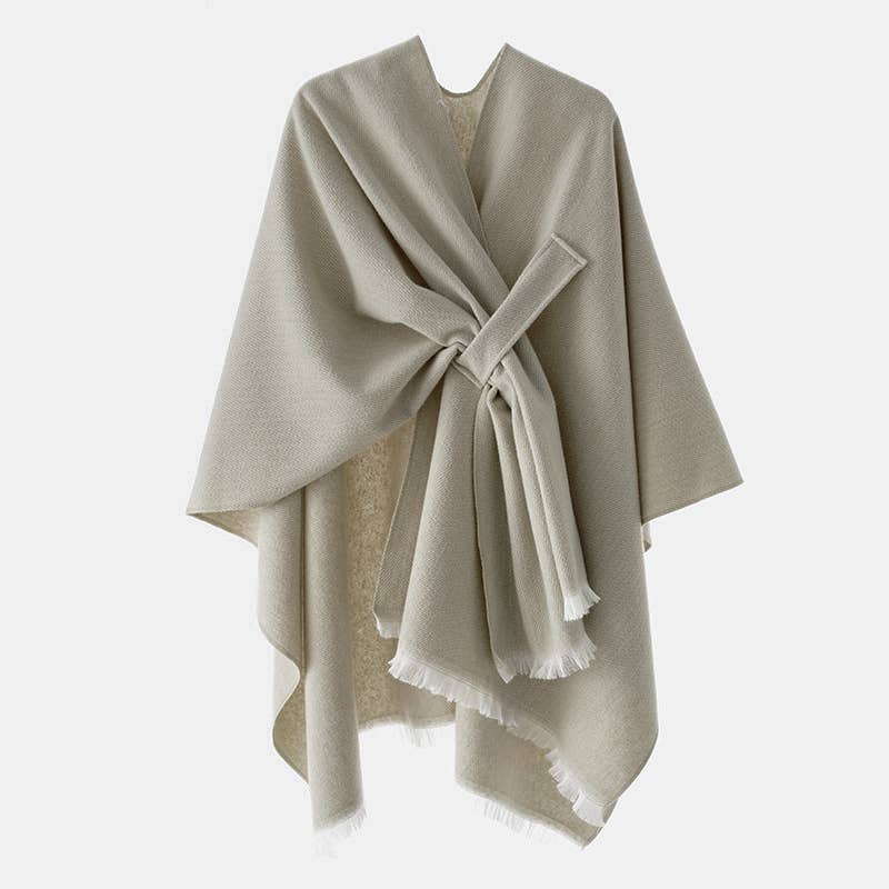 Asymmetrical plain chilly ruana