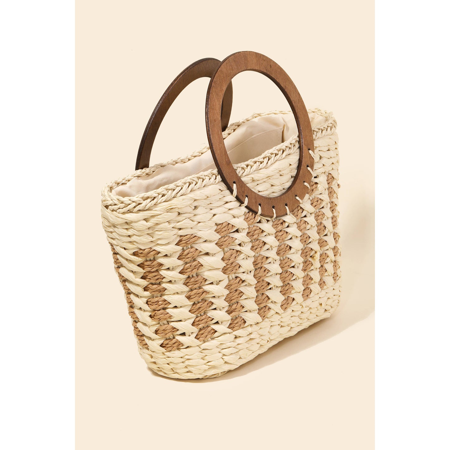 Small Braided Round Handle Tote Bag